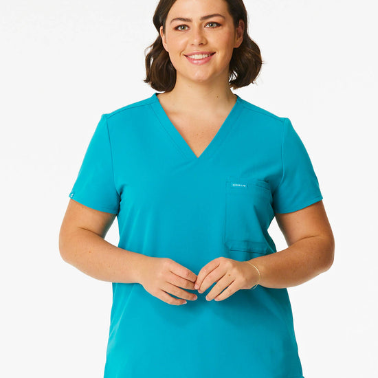 teal women's scrub top