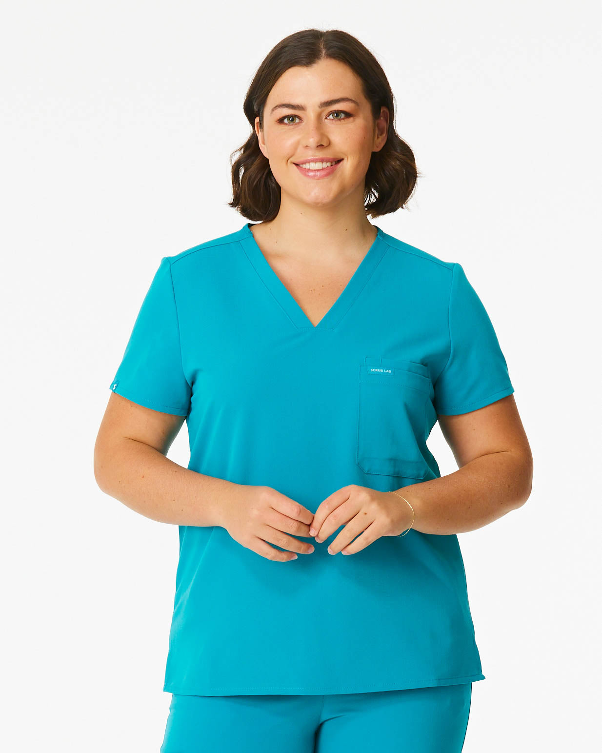 teal women's scrub top