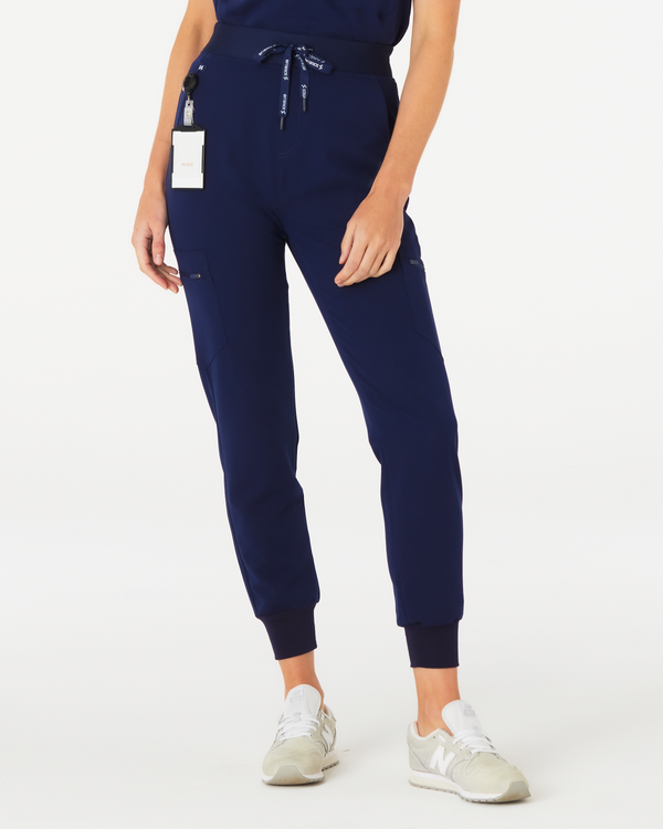 LUCY High Waisted Jogger Scrub Pants - Navy | SLTECH™