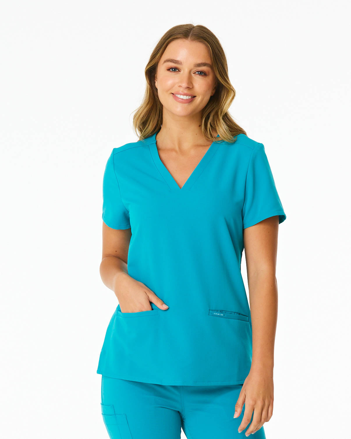 teal women's scrub top