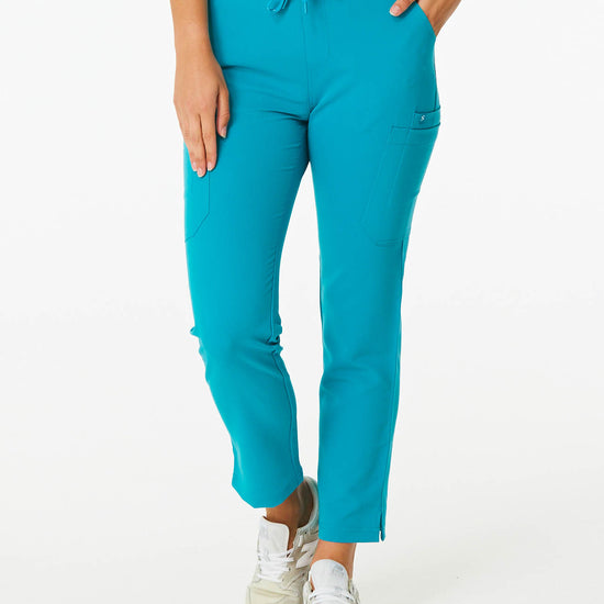 teal skinny leg women's scrub pants