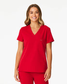 red women's scrub top
